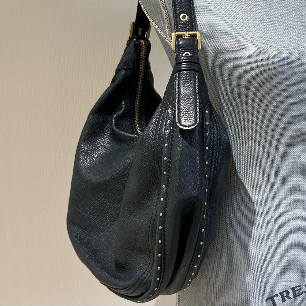 Michael Kors Leather Crescent Hobo Bag Black